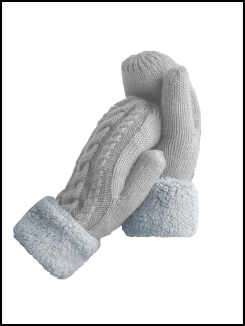 Wool Knit Winter Mittens Warm Fleece Lined Crochet Thick